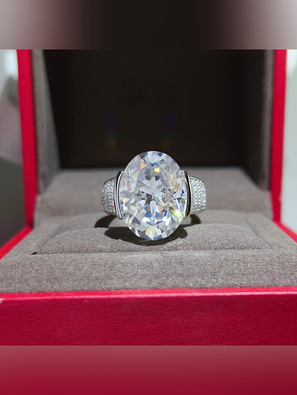 10 Carat Moissanite 925 Sterling Silver Oval Cut Ring